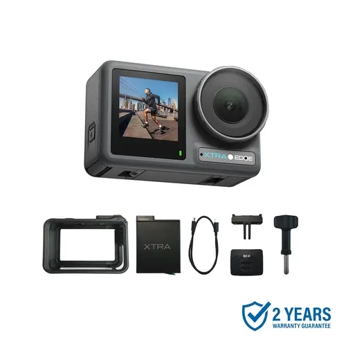 Xtra Edge Action Camera, 1/1.3" Sensor & 4K Cinematic Video, Hyper Stabilization, Waterproof Camera to 52 Ft, 3-Hour Battery, Universal Quick Mount, Vlogging Camera for Adventure Photography