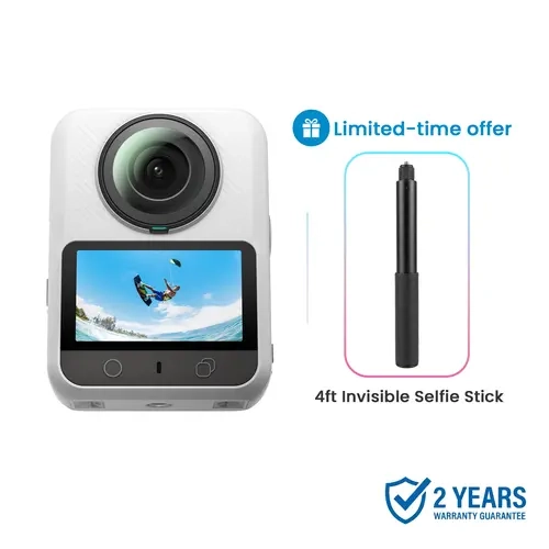 Xtra 360, 360 Camera, 8K Panoramic Video, 1-Inch Sensor Equivalent, 100MP High Resolution, Waterproof Action Camera, 105GB Built-in Storage, Bullet Time, Broad Compatibility, Vlog, Magnetic, Memory