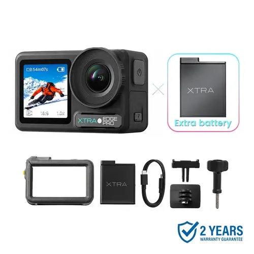 Xtra Edge Pro: 4K Action Camera With 1/1.3" Sensor & Night View, Water Proof