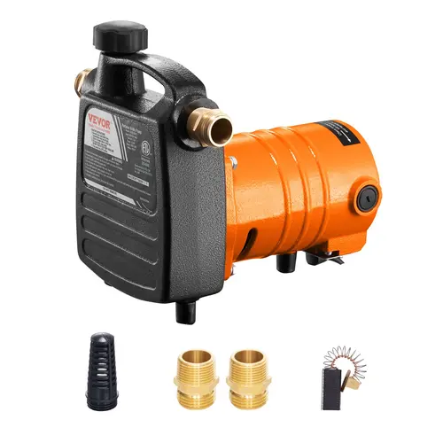 【toolupgrade】VEVOR 1/2HP Cast Iron Water Transfer Pump115V AC 1600 GPH Portable Electric Utility Pump with Carbon BrushFilterBrass Connectors for GardenPoolPond Draining, Water Pump Pumps