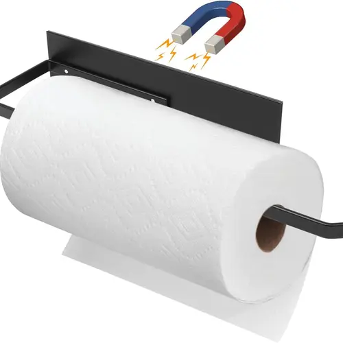 Magnetic Paper Towel Holder for Fridge – Wall Mount Paper Towel Roll Holder for Kitchen & Bathroom, Strong Magnet Organizer for Refrigerator, Grill, Washing Machine