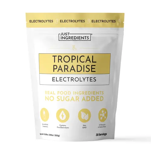 Just Ingredients Tropical Paradise Electrolytes - 30 Servings - Supports Daily Hydration, Electrolyte Balance & Muscle Recovery* - 3:1 Potassium-to-Sodium Ratio - Drink Mix - Coconut Water, Sea Salt, Trace Minerals