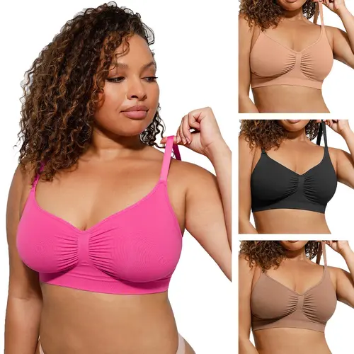 FeelinGirl Women's Wireless Bra Comfort Bralettes No Underwire Unlined Cami Bra Seamless Tshirt Bras Sports Bra Bralette Basic Comfortable Fit Womenswear Everyday Up to 44DD newarrivals SohoChic
