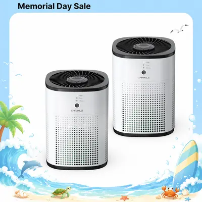 CHIVALZ Portable True HEPA Air Purifier for Bedroom, Desk, Living Room - 360° Air Intake, 3-in-1 Filtration, 22dB Silent Operation, Sleep Mode, Blue LED Light, Black Friday Deal, Removes Pet Allergens, Virus, Dust, Wildfire Smoke, Ash, Smog#CleanAir