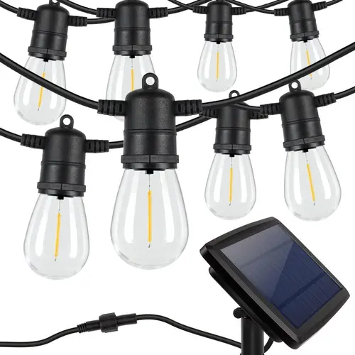MATULSA Outdoor Solar S14 String Lights 48FT, Waterproof Solar Powered Patio Light String with LED Shatterproof Edison Bulb & 3 Lighting Modes, Commercial Hanging Lights for Outside Backyard Balcony, Light Bulbs, Led Lights,sohochic