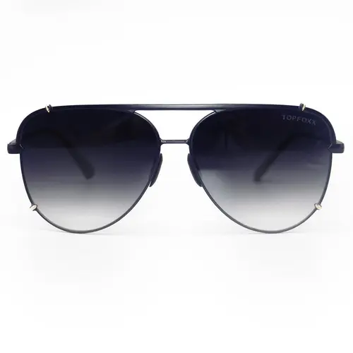 Topfoxx Cristina Faded Black & Gold Tangle-Free Round Aviator Sunglasses - Certified Shatter-Resistant Lenses - UV400 UV Protection - Everyday Driving/OOTD for Women & Men