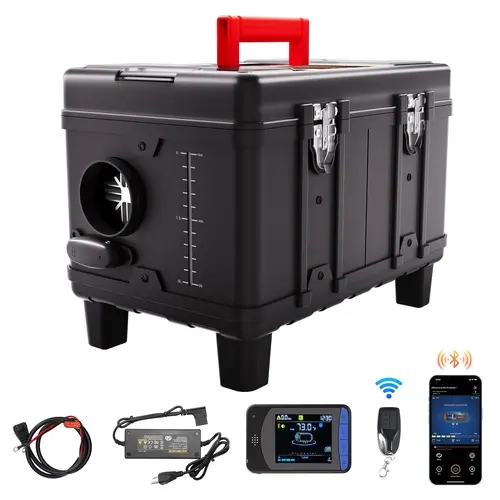 【Summerfinds】VEVOR 8KW Toolbox Diesel Heater Upgraded 110V Adapter & CO Alarm12-24V All in One Diesel Air Heaterwith Bluetooth APP/Remote Control and Display ScreenFast Heating Portable Diesel Heater for Vehicles and Outdoors, Heating System, Multifunctio