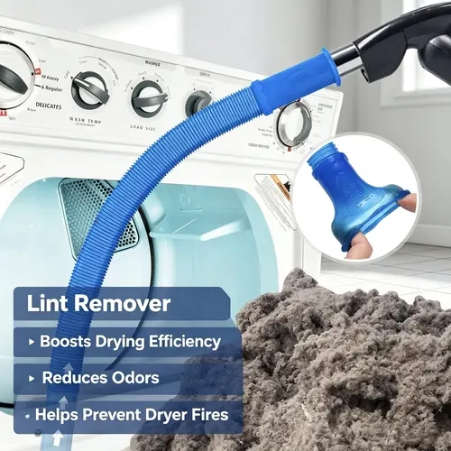 Household Dryer Vent Cleaner Kit, Blue Vacuum Attachment with Stretch Universal Connector, Lint Remover Vacuum Hose for Home Use