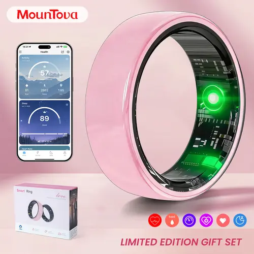 Smart Ring for Women – Health & Fitness Tracker with Heart Rate, Blood Oxygen, Sleep, Temperature, Stress & Cycle Monitoring, IP68 Waterproof, 5-7 Day Battery, iOS & Android, Charging Case,#tiktokshopsummersale,sohochic
