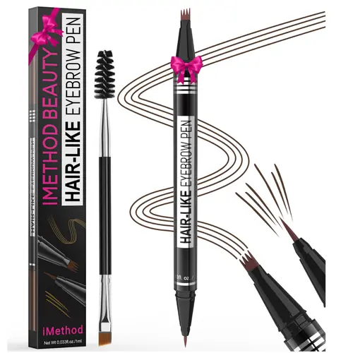 iMethod 2-in-1 Waterproof Cosmetic Pencil - 4-Tip Hair-Like Pen with Dual-Ended Brush for Eyebrows Shaping, Beauty & Personal Care Makeup,#SohoChic