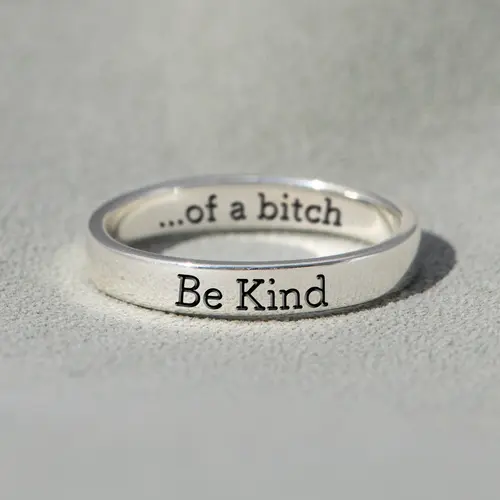 modmints Engraved "Be Kind-Of a Bold" Message Artificial Gemstone Ring - Dainty Band Jewelry, Customized Female Adults' Unique Gift, Accessories for Women (Mother's Day)