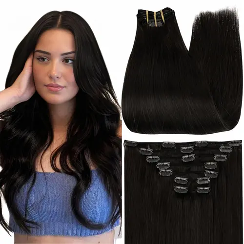 Full Shine Clip in Hair Extensions Balayage Blonde Real Human Hair Clip ins for Women FallPicks #SohoChic #tiktokshopstockup
