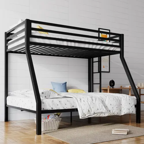 SHA CERLIN All-Metal Twin Over Full Bunk Bed Frame - Heavy-Duty Freestanding Kids’ Bedroom Furniture, 12" Under-Bed Storage, Removable Stairs, No Mattress/Box Spring Needed (Summervibes Father’s Day Gift), Twin Bed, Full Bed Frame