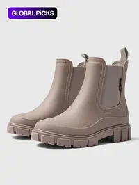Women's Fashionable Waterproof Non-slip Rain Boots, Casual Comfortable Slip-on Boots, Pull On Boot, for Students & Outdoor Sports, Daily Wear Boots, Slip Resistant Boots, Anti Slip Boots, Round Toe Boot, Waterproof Footwear, Rain Shoes #GLOBAL PICKS