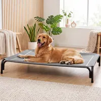 【SohoChic】 Cozila Elevated Dog Bed for Large Dogs Up to 120lb, Year-Round Pet Cot with Breathable Teslin Mesh & Removable Winter Plush Mat, Durable Waterproof Frame, Indoor & Outdoor Use