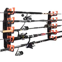Hikeen Fishing Rod Holder Rack, Fishing Gear Storage with Soft Pad Protect, Wall/Ceiling/Garage Mounted Fisherman Accessory Holds 10 Rods