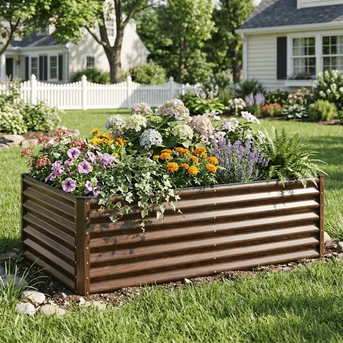 SnugNiture Raised Garden Bed 8x4x2 ft Module Metal Planter Box for Planting Plants Vegetables,Flowers