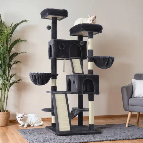 HOOMIC 65in Multi-Level Large Cat Tree Tower for Indoor Cats/Furniture Activity Center with Wide Base/Cozy Plush Cat Perches/Cat Condo with Baskets/Sisal Scratching Posts and Hammock #TikTokShopDealsforYouDays#DealsforYouDays#Summervibes#Summergarden