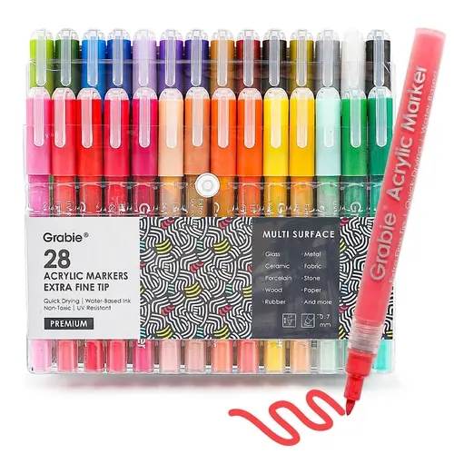 Grabie Extra Fine Tip Acrylic Paint Marker Set Of 28 markers grabie paintpen acrylic paintmarkers acrylic pens, art supplies, Back to School, Class Reward Gift Idea