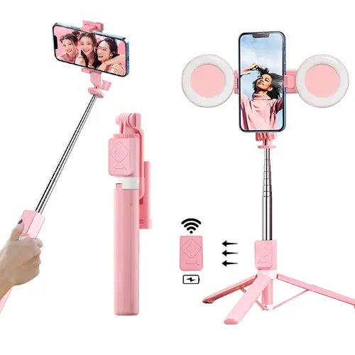 TIKTOK remote control,Stick tripod with light,Page Turner,67" Selfie Tripod Stand with Remote for iPhone,Android Solidest Extendable Travel Phone stick Bluetooth remote control, Portable Flexible Selfie Stick,MUST HAVE for TIKTOK creators,Wireless fathers