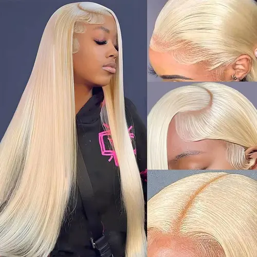 Cute Bein 40 Inch 613 Blonde 13x6 HD Lace Frontal Wigs  Pre Plucked 613 Blonde Corlored Lace Front Human Hair Wigs For Women Can Be Dyed & Restyle