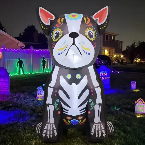 GOOSH 5 FT LED-Lighted Day of The Dead Dog Balloon Inflatable - Lighted Party Supplies, Halloween Yard Decoracion Halloween, Festival Decorations for Outdoor Patio Family,sohochic