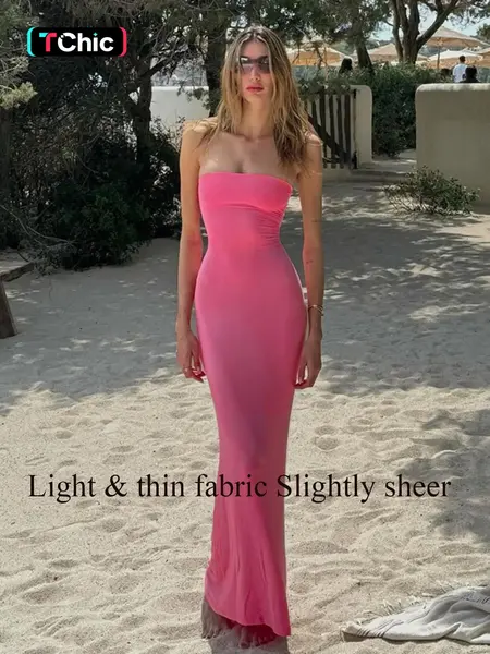 Women's Solid Backless Lace Up Tie Back Bodycon Dress, Elegant Fashion Formal Maxi Tube Dress for Party Club Dating Wear, Ladies Dress for Summer, Strapless Prom Dress