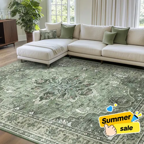 BESTSWEETIE | Machine Washable Boho Area Rug - Large Rug for Halloween, Soft Faux Wool, Non-Slip, Various Sizes, Easy-Care Farmhouse Home Decor, Aesthetic Celestial Home Essentials for Living Room, Dorm