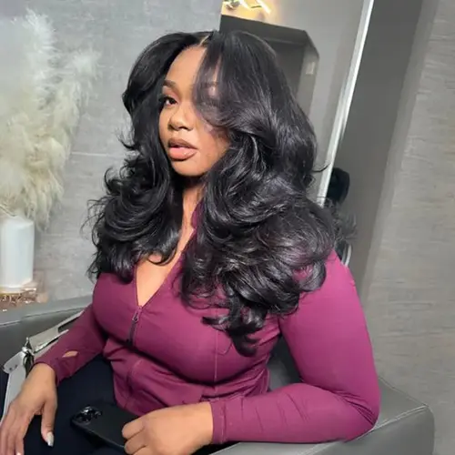 Women's Recool Glueless Human Hair Wig – Face Framing Curtain Bangs, 6×5 HD Lace Closure, Body Wave, PreCut Lace, PrePlucked Hairline, PreBleached for Everyday Wear #SohoChic #TikTokShopBackToSchool, Wigs Human Hair, Glueless Wigs Human Hair
