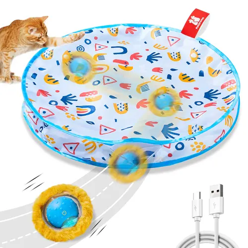 Potaroma Interactive Cat Toys, Fast Rolling Ball in Play Mat, Automatic Motion Activated Moving Ball Hide and Seek Game for Indoor Exercise Kicker #SummerVibes #petlovers