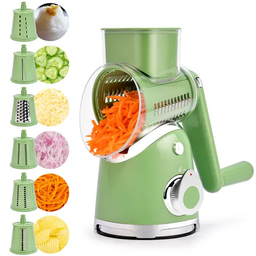 SUSTEAS Vegetable Chopper 18/10 Stainless Steel with 6 Replaceable Blades, Strong Suction Cup Base, Durable Design for Easy Cooking Kitchenware Utensils New Green summerwins,home essentials,sohochic