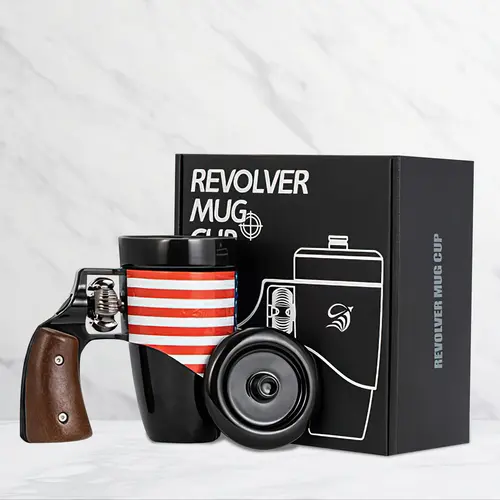 Pukomc Glass Cool Revolver Ceramic Mug with Wooden Handle 16 Ounce Drinking Tumbler, Easy to Clean, Coffee Mug Cookware Insulation Cup Swing Top Flask Drinkware Bottled Bottles,summerwins summerwins,father'sdaygifts