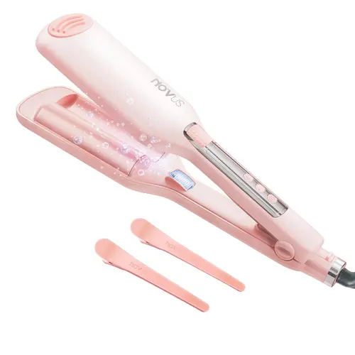 NOVUS Wave Curly Iron - Anti-Scald Ionic Hair Crimper with 2 Adjustable Barrels, Rapid Heating Hair Tool with Ionic Coating to Tame Frizz Fast, Comfortable Silicone Hairwaver