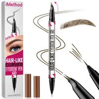 iMethod Curved Eyebrow Pen - Microblading, Liquid,  2-in-1 Dual-Ended with Micro-Fork-Tip Applicator, Waterproof and Long Lasting Makeup Cosmetic,#SohoChic
