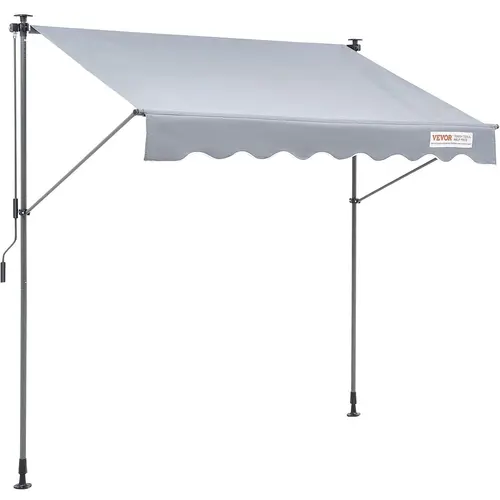 VEVOR Manual Retractable Awning, UV Block Awning with Rain-Proof PU Coat, Outdoor Sunshade Shelter with Adjustable Canopy & Sun Shade Curtain, Waterproof PU Helps Keep Gear Dry for Backyard, Garden,toolupgrade