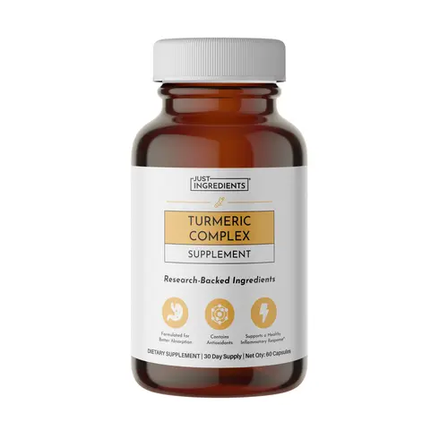Just Ingredients Turmeric Complex Supplement - 30-Day Supply Dietary Supplement for Natural Health Support | May Support Mood, Inflammation, Joint Health, and Gut Health
