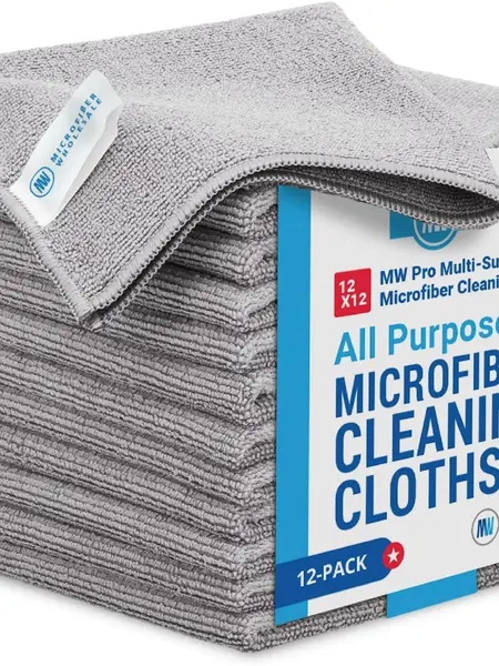 Microfiber Wholesale 12 Pack 12x12 Absorbent MW Pro Multi-Surface Cleaning Cloths | Premium Towels for Glass, Kitchens, Cars