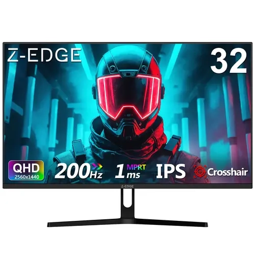 Z-EDGE UG32 Model 32in QHD IPS Gaming Computer Monitor, 200Hz, 1ms, 16:9 2560x1440 Flat Frameless LED Screen, Freesync Sync, DP&HDMI, Blue Light Filter, 100x100mm VESA, for Gamers/Edit, PC/Laptop Compatible (TikTok Shop Back to School)