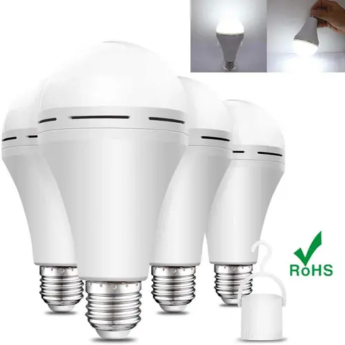 LED Rechargeable Emergency A19 Shape Bulb - 60W Equivalent, 1200mAh Battery Backup, Portable Outdoor Camping Backup Light for Home Improvement