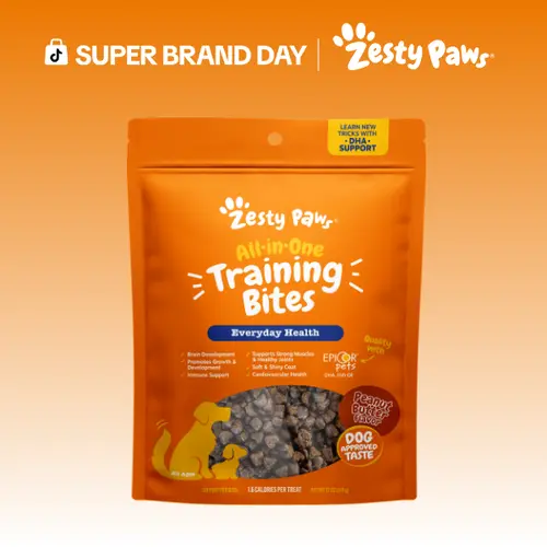 Zesty Paws All-in-One Training Bites for Puppies & Adult Dogs Soft Chew Immune Support Dog Treats with Omega 3 6 Fatty Acids for Skin Coat Supplements