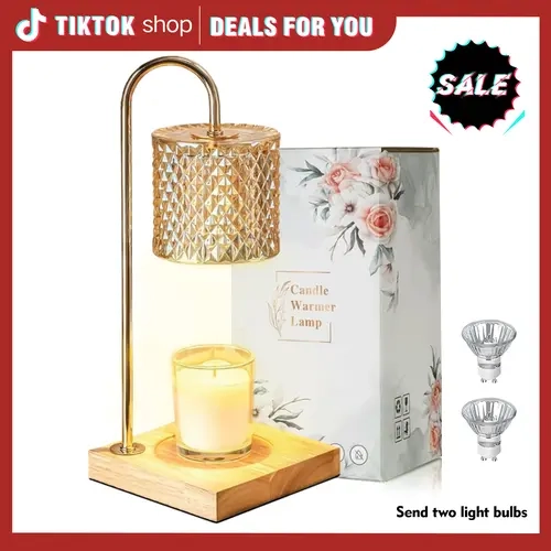 【Featured TikTok Products】S.Y. Home & Outdoor Candle Warmer Lamp for Jar Candles 2 Bulbs 2/4/8h Timer 4 Level Dimmer Melts for Scented Wax Gift for Home Decor Table Lamp with Customizable Timer and Dimmer - Set, Decorative Lights, Indoor-Ready Cozy Lighti