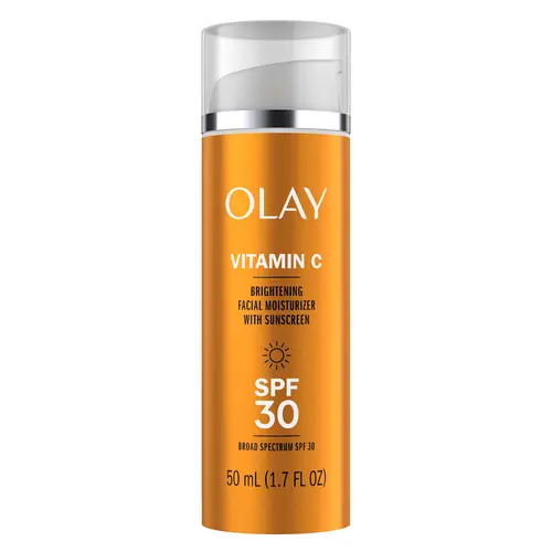 Olay Vitamin C Brightening Facial Moisturizer with SPF 30 - Firming, Radiant Skin Support for Adults with Normal Skin, Peptide-Infused Lightweight Sunscreen, Hydrating & Smooth Formula