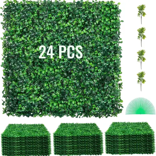 【Summerfinds】VEVOR Odorless Artificial Boxwood Panels 24 PCS 20"x20" Bendable Hedge Wall Panels for Outdoor-Indoor Garden Fence, Unique Decor, Room Decor, Home Accessory (Home Improvement, Garden Supplies)