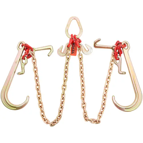 【Summerfinds】VEVOR Heavy Duty 5/16-in Adjustable V-Chain Bridle, 3 ft Chain Length, G80 Rust-Resist Galv Manganese Steel, 2pcs-9260 lbs WLL, RTJ Cluster Hooks, D-Shackle, DOT Certified, Towing Cars Accessories, Fits Many Vehicles, Truck Tools,toolupgrade