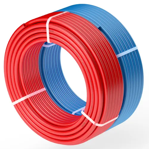 【toolupgrade】VEVOR PEX-A Pipes - 1/2 Inch & 3/4 Inch, 2 x 100Ft PE Material Pipes with Free Cutter, Kink Resistant Expandable Explosion Proof Hose for Hot/Cold Potable Water Plumbing Applications (Blue & Red)