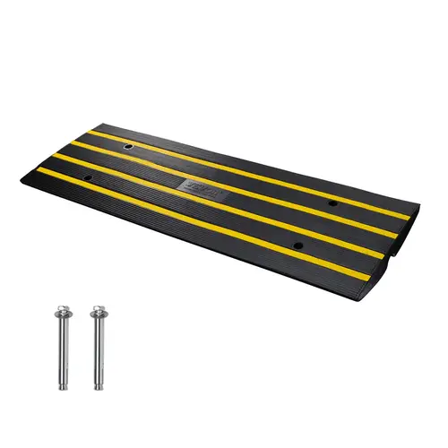 VEVOR Curb Ramp - 2.6" Rise Recycled Rubber Car Accessories, Heavy Duty 33069 lbs Capacity, Reflective Coat Boosts View, Weather-Proof, Long Life Expandable Set for Garage Loading Dock,toolupgrade