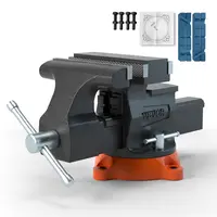 【toolupgrade】VEVOR 6.5" Jaw Width Heavy Duty Ductile Iron Bench Vise with Anvil, 360-Degree Swivel Locking Base, 6.5" Forward & 9.3" Reverse Opening, Powder Coated Carbon Steel, Included Bolts & Nuts, Tools for Mechanics, Magnetic Jaw Pads, Replaceable Ja