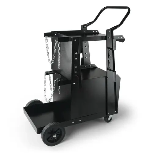 【toolupgrade】VEVOR 2-Tier Heavy-Duty Steel Frame Welding Cart, 265LBS Capacity, 17.5x13.9x12.4 in, Lockable Anti-Theft Cabinet, 360° Swivel Wheels, Tank Storage Safety Chains, Portable Welder for MIG/TIG/ARC Welding Machines & Plasma Cutter, Mig Welding M