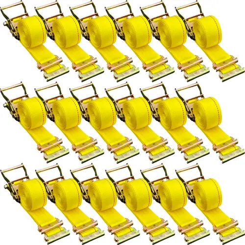 VEVOR Industrial E-Track Ratchet Straps (18PCS), 2x15ft Size E-Track Strap for Motorcycles, High-Tensile Spring Hooks, Waterproof Polyester Webbing, 4400 LBS Breaking Strength, 1460 LBS Capacity, Durable Trailer Tie-Downs, Auto Parts Accessories,toolupgra