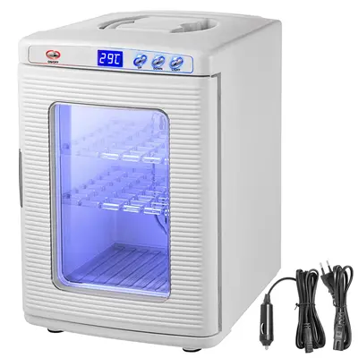 VEVOR 25L Reptile & Poultry Egg Incubator, Digital Temp Control (5-60℃, 35–38℃ Poultry Range), LED Temp at Glance, Inside Fan, Built-in Handle, External Buttons, PVC Door for Easy Viewing, Chickens, Home Use